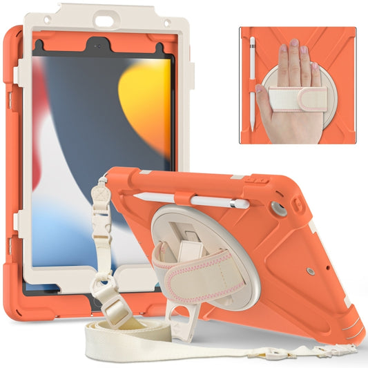 For iPad 10.2 2021 / 2020 / 2019 Silicone + PC Protective Case with Holder & Shoulder Strap(Coral Orange) - iPad 10.2 Cases by buy2fix | Online Shopping UK | buy2fix
