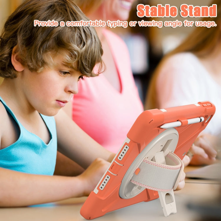 For iPad 10.2 2021 / 2020 / 2019 Silicone + PC Protective Case with Holder & Shoulder Strap(Coral Orange) - iPad 10.2 Cases by buy2fix | Online Shopping UK | buy2fix