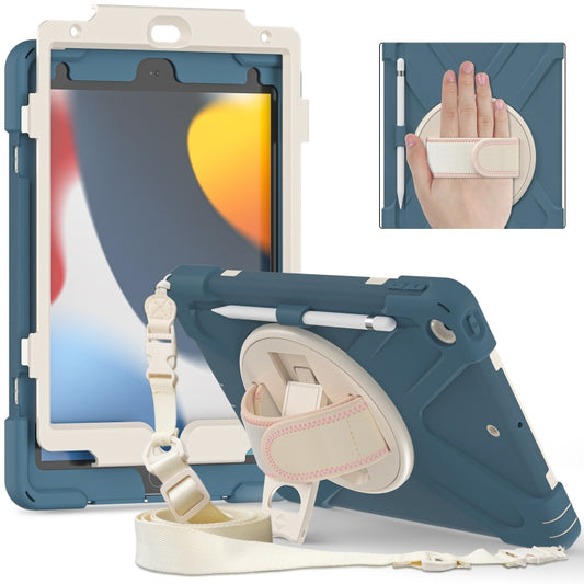For iPad 10.2 2021 / 2020 / 2019 Silicone + PC Protective Case with Holder & Shoulder Strap(Cornflower Blue) - iPad 10.2 Cases by buy2fix | Online Shopping UK | buy2fix