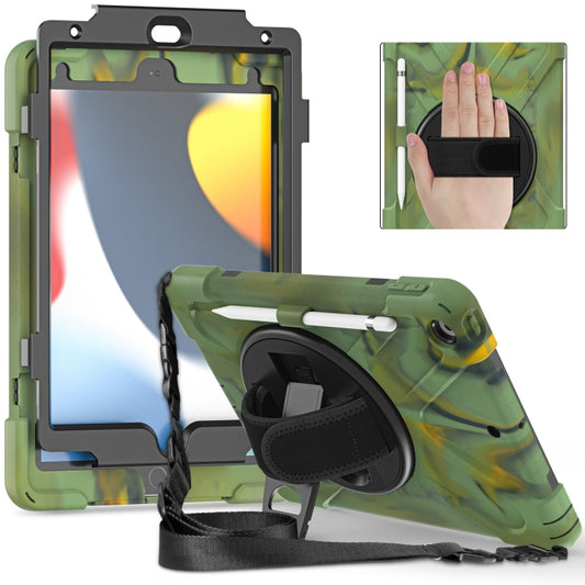 For iPad 10.2 2021 / 2020 / 2019 Silicone + PC Protective Case with Holder & Shoulder Strap(Camouflage) - iPad 10.2 Cases by buy2fix | Online Shopping UK | buy2fix