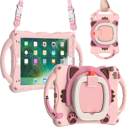 Cute Cat King Kids Shockproof Silicone Tablet Case with Holder & Shoulder Strap & Handle For iPad mini 2019 / 4 / 3 / 2 / 1(Pink) - iPad mini (2019) / mini 5 Cases by buy2fix | Online Shopping UK | buy2fix