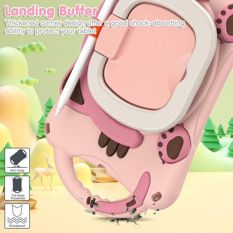 Cute Cat King Kids Shockproof Silicone Tablet Case with Holder & Shoulder Strap & Handle For iPad mini 2019 / 4 / 3 / 2 / 1(Pink) - iPad mini (2019) / mini 5 Cases by buy2fix | Online Shopping UK | buy2fix