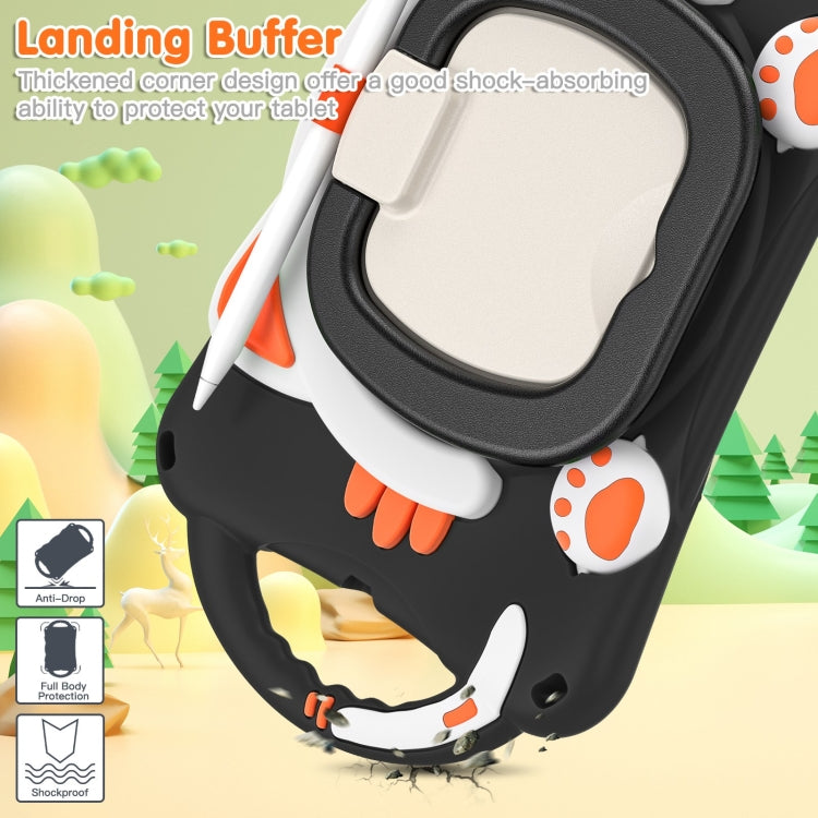 Cute Cat King Kids Shockproof Silicone Tablet Case with Holder & Shoulder Strap & Handle For iPad mini 2019 / 4 / 3 / 2 / 1(Black Orange) - iPad mini (2019) / mini 5 Cases by buy2fix | Online Shopping UK | buy2fix