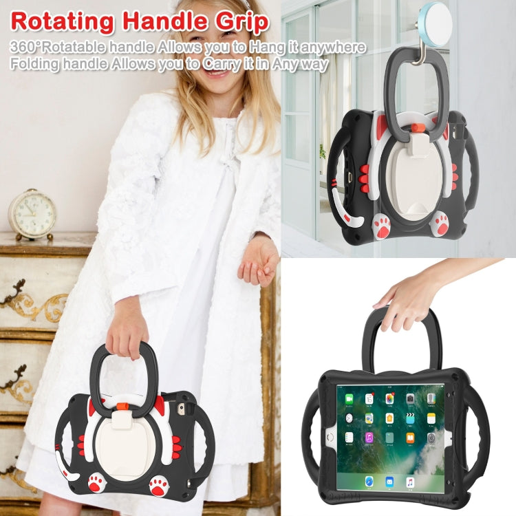 Cute Cat King Kids Shockproof Silicone Tablet Case with Holder & Shoulder Strap & Handle For iPad mini 2019 / 4 / 3 / 2 / 1(Black Red) - iPad mini (2019) / mini 5 Cases by buy2fix | Online Shopping UK | buy2fix