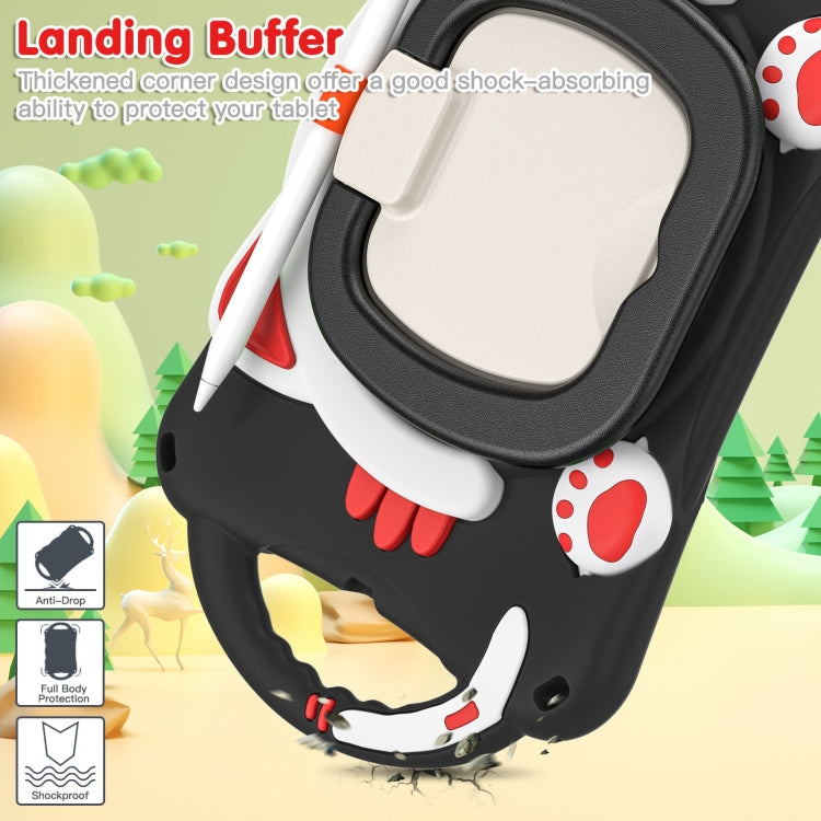 Cute Cat King Kids Shockproof Silicone Tablet Case with Holder & Shoulder Strap & Handle For iPad mini 2019 / 4 / 3 / 2 / 1(Black Red) - iPad mini (2019) / mini 5 Cases by buy2fix | Online Shopping UK | buy2fix