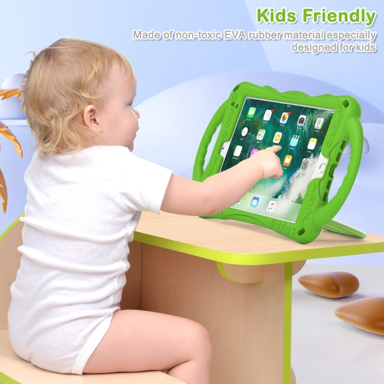 Cute Cat King Kids Shockproof Silicone Tablet Case with Holder & Shoulder Strap & Handle For iPad mini 2019 / 4 / 3 / 2 / 1(Green) - iPad mini (2019) / mini 5 Cases by buy2fix | Online Shopping UK | buy2fix