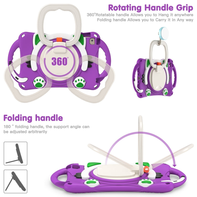 Cute Cat King Kids Shockproof Silicone Tablet Case with Holder & Shoulder Strap & Handle For iPad mini 2019 / 4 / 3 / 2 / 1(Purple) - iPad mini (2019) / mini 5 Cases by buy2fix | Online Shopping UK | buy2fix