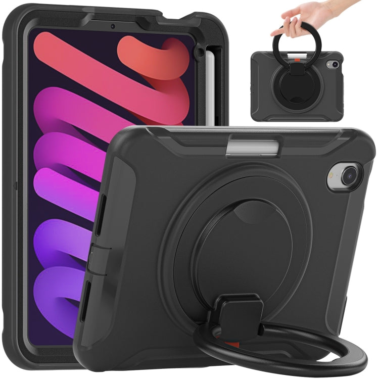 For iPad mini 6 / mini 2024 Heavy Duty TPU Hybrid PC Tablet Case with 360 Rotation Handle Grip Holder & Pen Slot(Black) - iPad mini 2024 Cases by buy2fix | Online Shopping UK | buy2fix