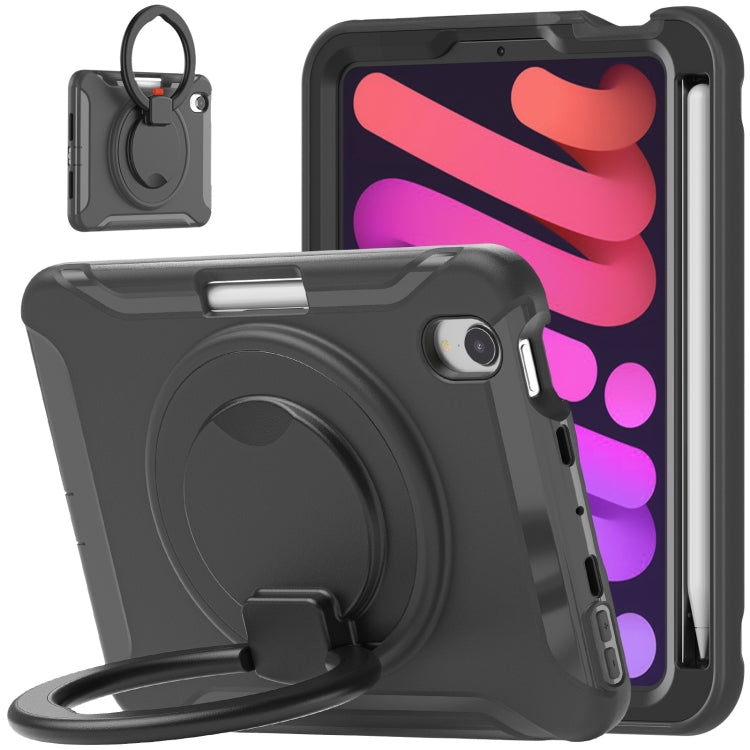 For iPad mini 6 / mini 2024 Heavy Duty TPU Hybrid PC Tablet Case with 360 Rotation Handle Grip Holder & Pen Slot(Black) - iPad mini 2024 Cases by buy2fix | Online Shopping UK | buy2fix