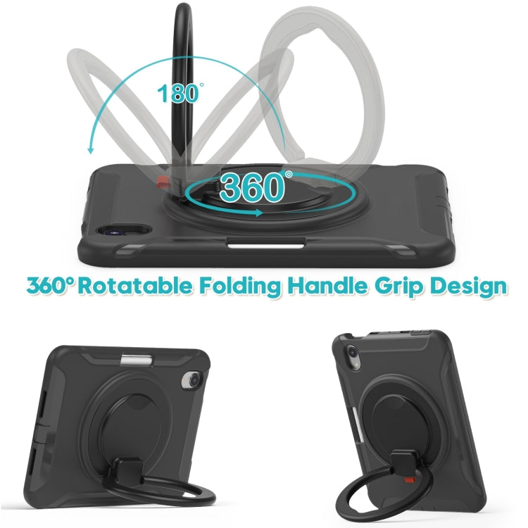For iPad mini 6 / mini 2024 Heavy Duty TPU Hybrid PC Tablet Case with 360 Rotation Handle Grip Holder & Pen Slot(Black) - iPad mini 2024 Cases by buy2fix | Online Shopping UK | buy2fix