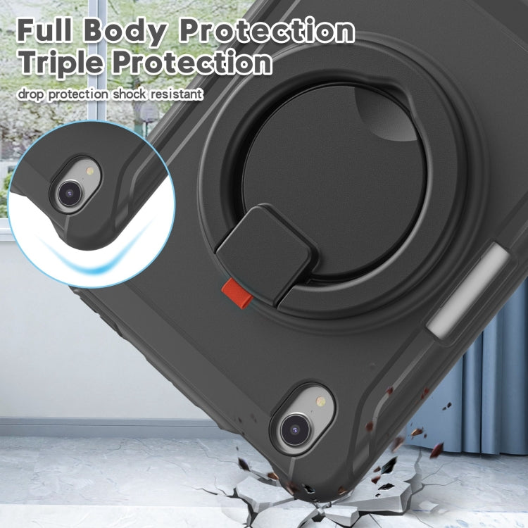 For iPad mini 6 / mini 2024 Heavy Duty TPU Hybrid PC Tablet Case with 360 Rotation Handle Grip Holder & Pen Slot(Black) - iPad mini 2024 Cases by buy2fix | Online Shopping UK | buy2fix