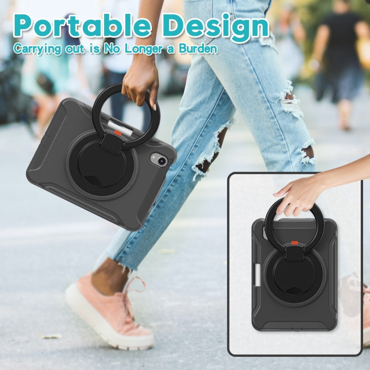 For iPad mini 6 / mini 2024 Heavy Duty TPU Hybrid PC Tablet Case with 360 Rotation Handle Grip Holder & Pen Slot(Black) - iPad mini 2024 Cases by buy2fix | Online Shopping UK | buy2fix