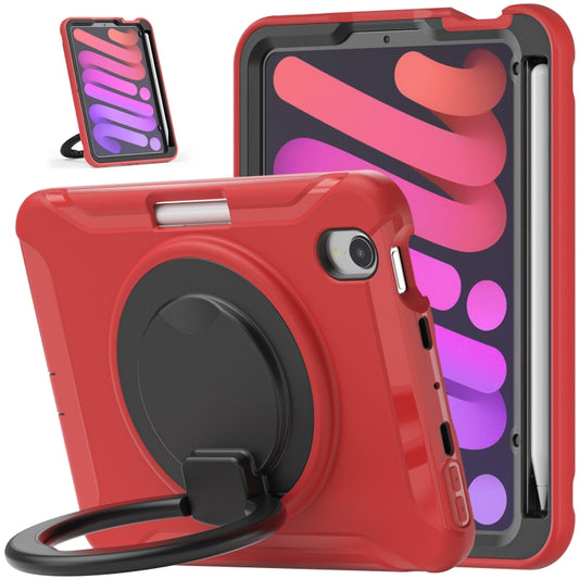 For iPad mini 6 / mini 2024 Heavy Duty TPU Hybrid PC Tablet Case with 360 Rotation Handle Grip Holder & Pen Slot(Red) - iPad mini 2024 Cases by buy2fix | Online Shopping UK | buy2fix