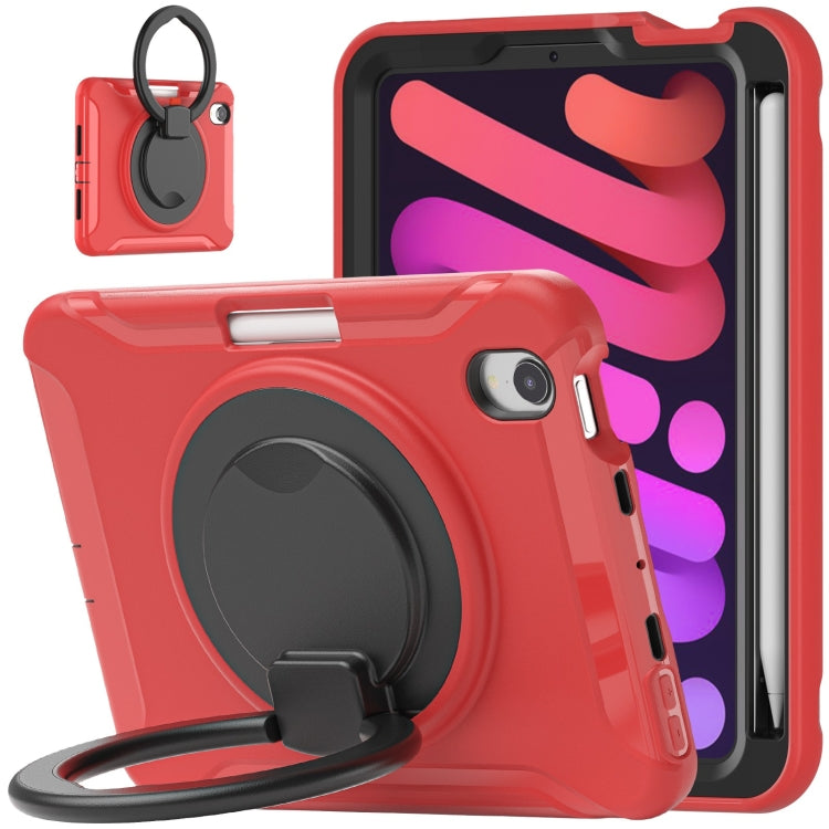 For iPad mini 6 / mini 2024 Heavy Duty TPU Hybrid PC Tablet Case with 360 Rotation Handle Grip Holder & Pen Slot(Red) - iPad mini 2024 Cases by buy2fix | Online Shopping UK | buy2fix