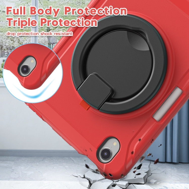 For iPad mini 6 / mini 2024 Heavy Duty TPU Hybrid PC Tablet Case with 360 Rotation Handle Grip Holder & Pen Slot(Red) - iPad mini 2024 Cases by buy2fix | Online Shopping UK | buy2fix