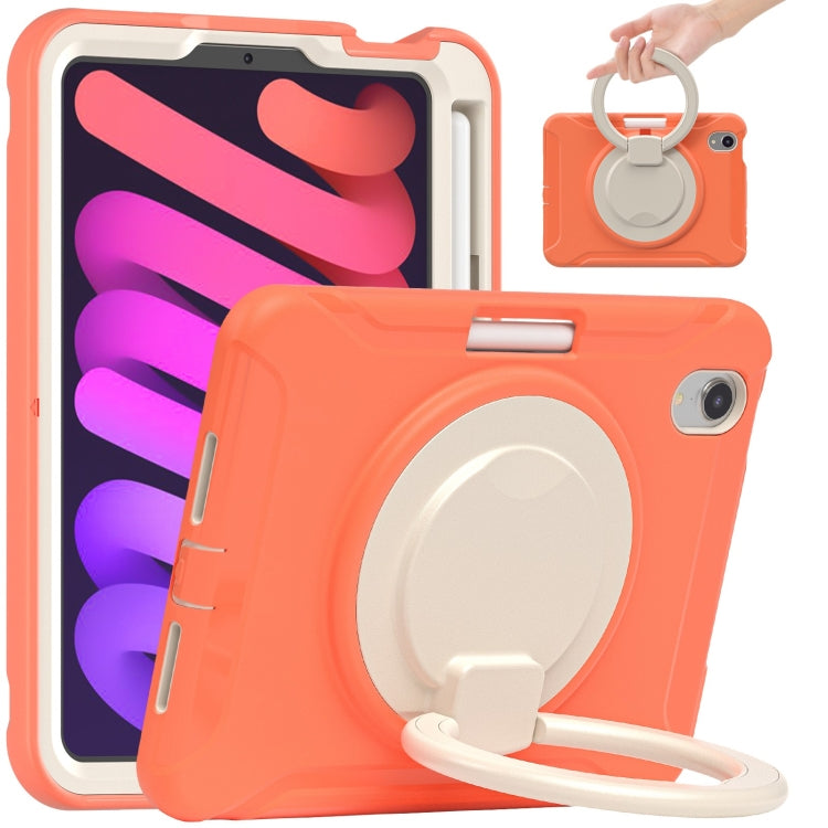 For iPad mini 6 / mini 2024 Heavy Duty TPU Hybrid PC Tablet Case with 360 Rotation Handle Grip Holder & Pen Slot(Living Coral) - iPad mini 2024 Cases by buy2fix | Online Shopping UK | buy2fix