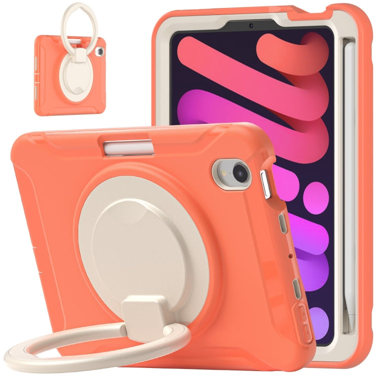 For iPad mini 6 / mini 2024 Heavy Duty TPU Hybrid PC Tablet Case with 360 Rotation Handle Grip Holder & Pen Slot(Living Coral) - iPad mini 2024 Cases by buy2fix | Online Shopping UK | buy2fix