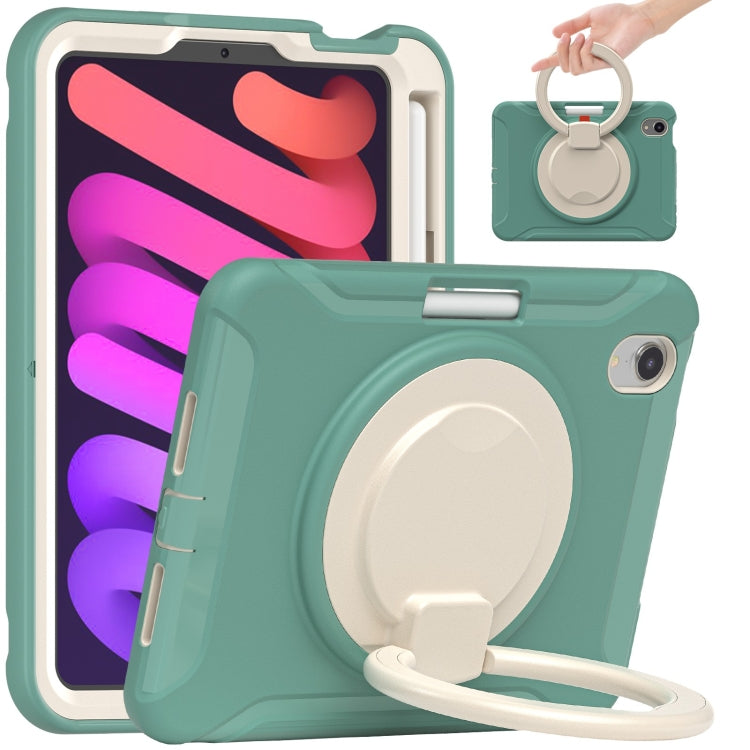 For iPad mini 6 / mini 2024 Heavy Duty TPU Hybrid PC Tablet Case with 360 Rotation Handle Grip Holder & Pen Slot(Emmerald Green) - iPad mini 2024 Cases by buy2fix | Online Shopping UK | buy2fix