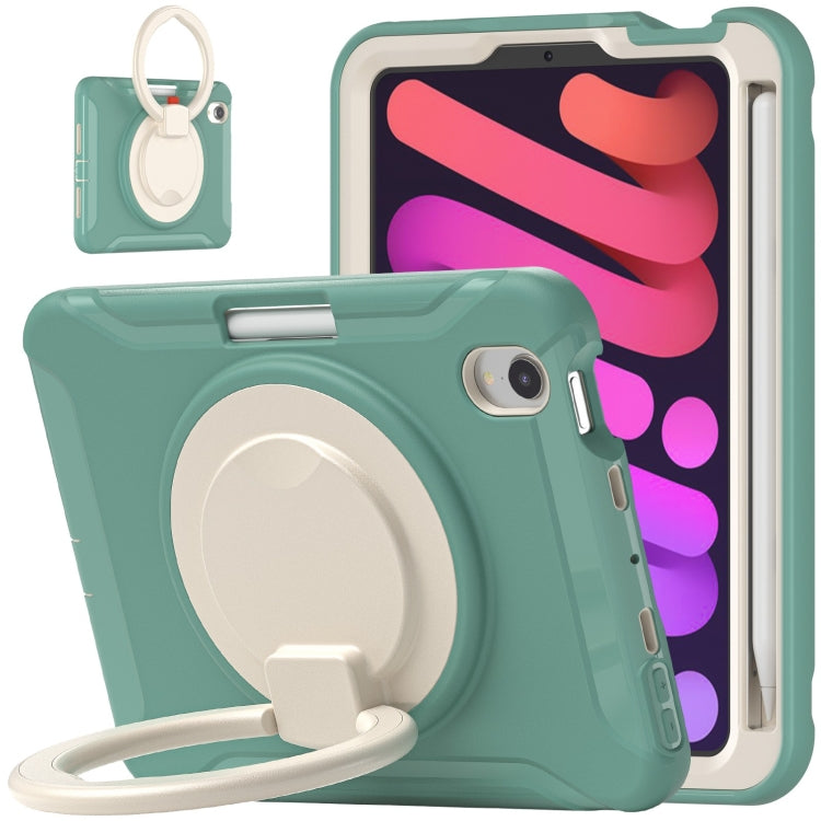 For iPad mini 6 / mini 2024 Heavy Duty TPU Hybrid PC Tablet Case with 360 Rotation Handle Grip Holder & Pen Slot(Emmerald Green) - iPad mini 2024 Cases by buy2fix | Online Shopping UK | buy2fix