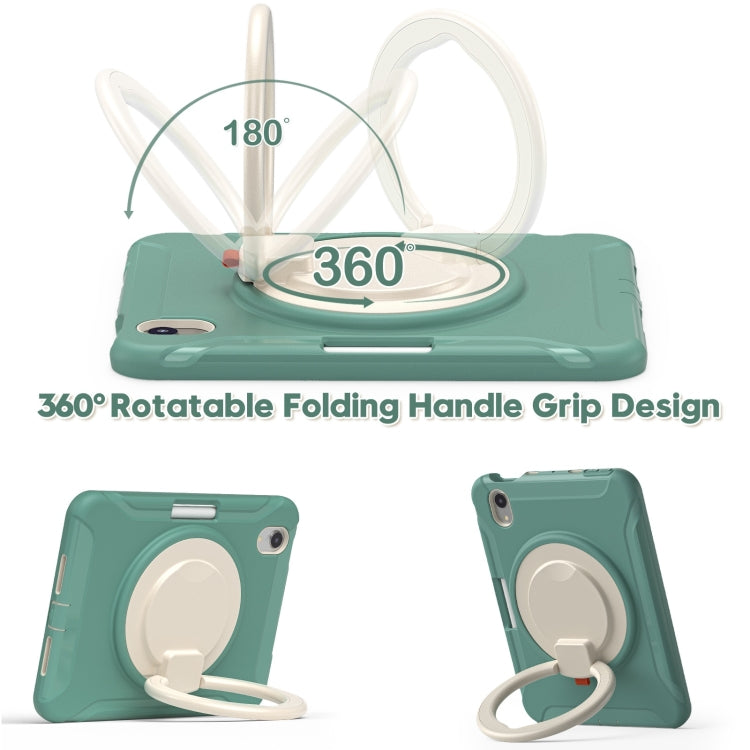 For iPad mini 6 / mini 2024 Heavy Duty TPU Hybrid PC Tablet Case with 360 Rotation Handle Grip Holder & Pen Slot(Emmerald Green) - iPad mini 2024 Cases by buy2fix | Online Shopping UK | buy2fix