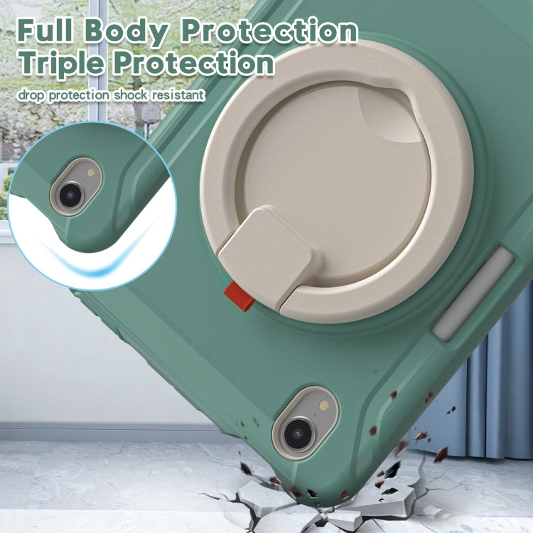 For iPad mini 6 / mini 2024 Heavy Duty TPU Hybrid PC Tablet Case with 360 Rotation Handle Grip Holder & Pen Slot(Emmerald Green) - iPad mini 2024 Cases by buy2fix | Online Shopping UK | buy2fix