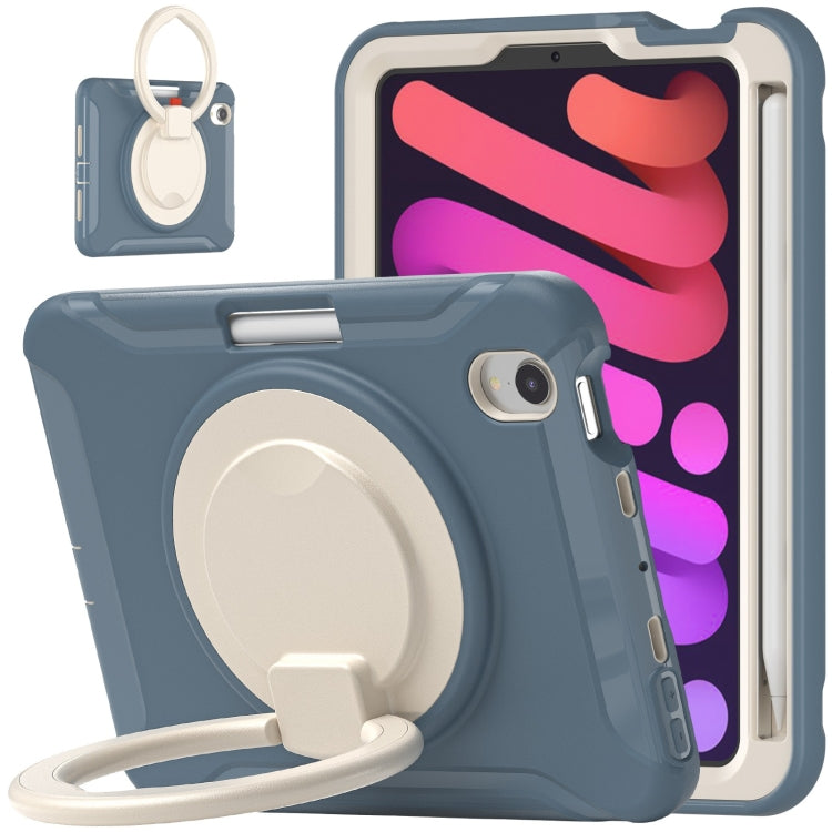For iPad mini 6 / mini 2024 Heavy Duty TPU Hybrid PC Tablet Case with 360 Rotation Handle Grip Holder & Pen Slot(Cornflower Blue) - iPad mini 2024 Cases by buy2fix | Online Shopping UK | buy2fix