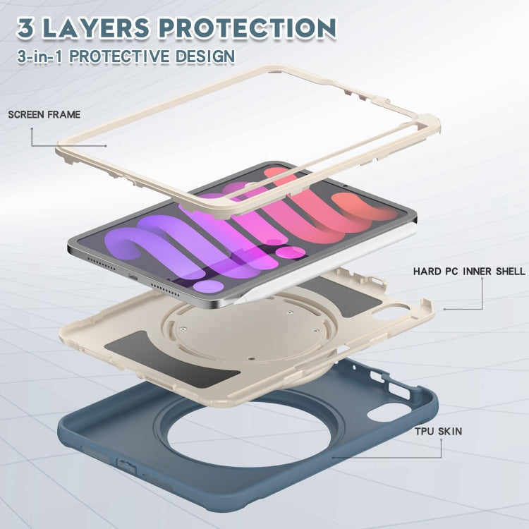 For iPad mini 6 / mini 2024 Heavy Duty TPU Hybrid PC Tablet Case with 360 Rotation Handle Grip Holder & Pen Slot(Cornflower Blue) - iPad mini 2024 Cases by buy2fix | Online Shopping UK | buy2fix