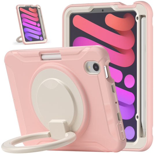 For iPad mini 6 / mini 2024 Heavy Duty TPU Hybrid PC Tablet Case with 360 Rotation Handle Grip Holder & Pen Slot(Cherry Blossoms Pink) - iPad mini 2024 Cases by buy2fix | Online Shopping UK | buy2fix