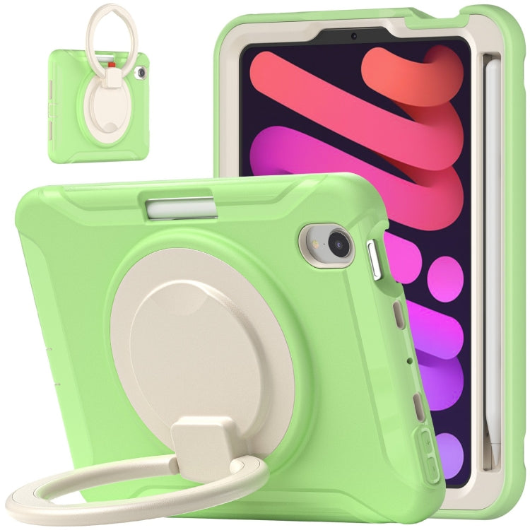 For iPad mini 6 / mini 2024 Heavy Duty TPU Hybrid PC Tablet Case with 360 Rotation Handle Grip Holder & Pen Slot(Matcha Green) - iPad mini 2024 Cases by buy2fix | Online Shopping UK | buy2fix