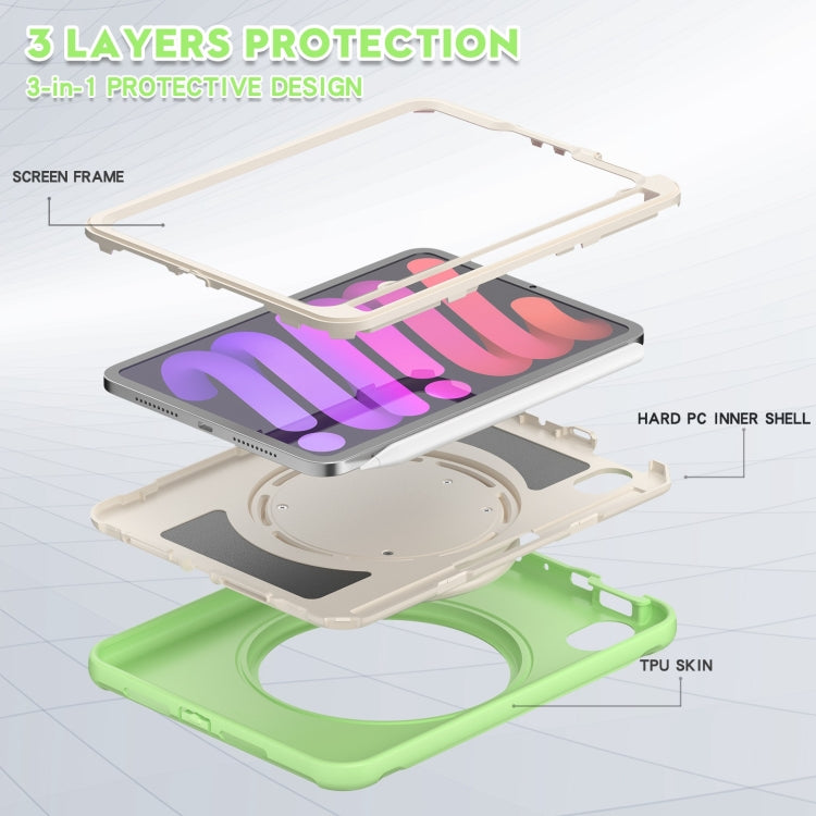 For iPad mini 6 / mini 2024 Heavy Duty TPU Hybrid PC Tablet Case with 360 Rotation Handle Grip Holder & Pen Slot(Matcha Green) - iPad mini 2024 Cases by buy2fix | Online Shopping UK | buy2fix