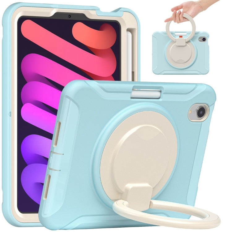 For iPad mini 6 / mini 2024 Heavy Duty TPU Hybrid PC Tablet Case with 360 Rotation Handle Grip Holder & Pen Slot(Ice Crystal Blue) - iPad mini 2024 Cases by buy2fix | Online Shopping UK | buy2fix