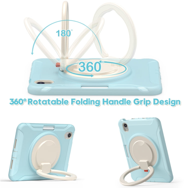 For iPad mini 6 / mini 2024 Heavy Duty TPU Hybrid PC Tablet Case with 360 Rotation Handle Grip Holder & Pen Slot(Ice Crystal Blue) - iPad mini 2024 Cases by buy2fix | Online Shopping UK | buy2fix
