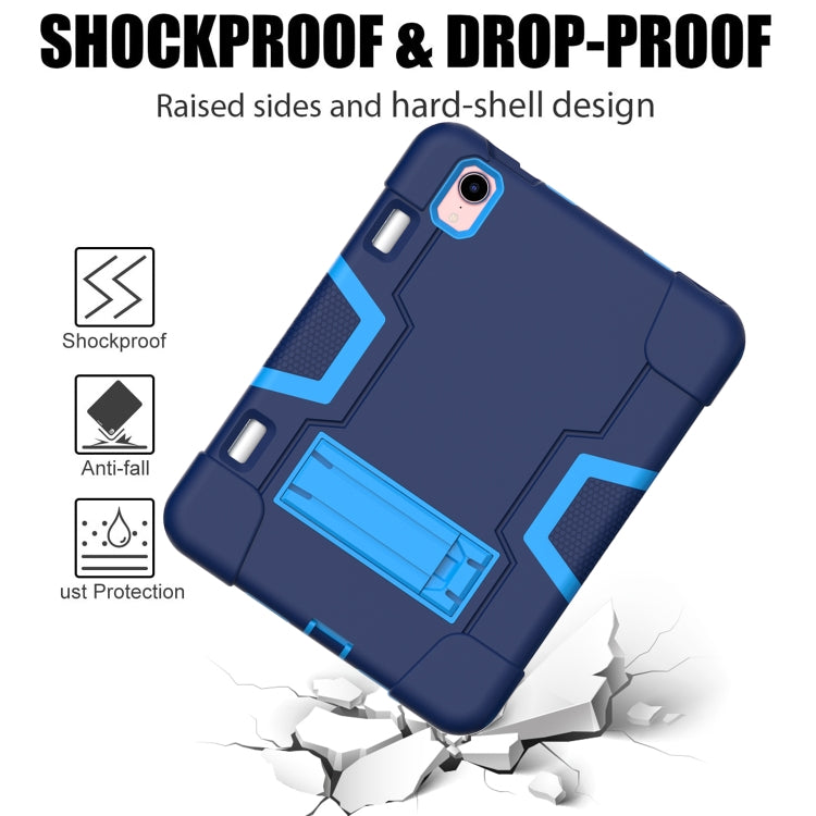 For iPad mini 2024 / mini 6 Contrast Color Robot Shockproof Silicone + PC Protective Tablet Case with Holder & Pen Slot(Navy Blue) - iPad mini 6 Cases by buy2fix | Online Shopping UK | buy2fix