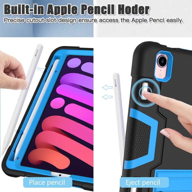 For iPad mini 2024 / mini 6 Contrast Color Robot Shockproof Silicone + PC Protective Tablet Case with Holder & Pen Slot(Navy Blue) - iPad mini 6 Cases by buy2fix | Online Shopping UK | buy2fix