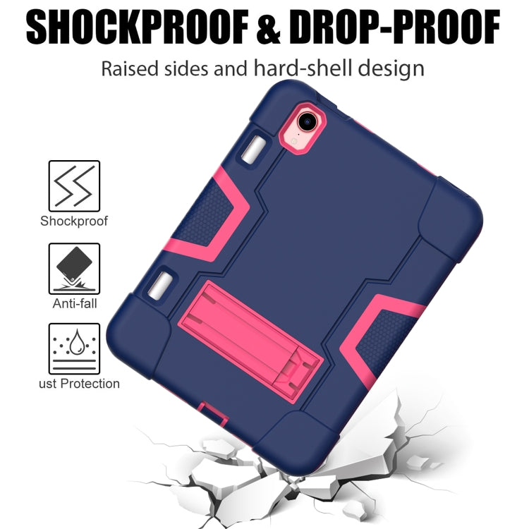 For iPad mini 2024 / mini 6 Contrast Color Robot Shockproof Silicone + PC Protective Tablet Case with Holder & Pen Slot(Navy Blue Rose Red) - iPad mini 6 Cases by buy2fix | Online Shopping UK | buy2fix