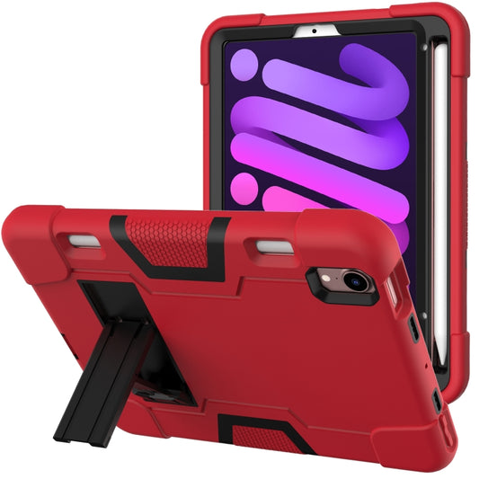 For iPad mini 2024 / mini 6 Contrast Color Robot Shockproof Silicone + PC Protective Tablet Case with Holder & Pen Slot(Red Black) - iPad mini 6 Cases by buy2fix | Online Shopping UK | buy2fix