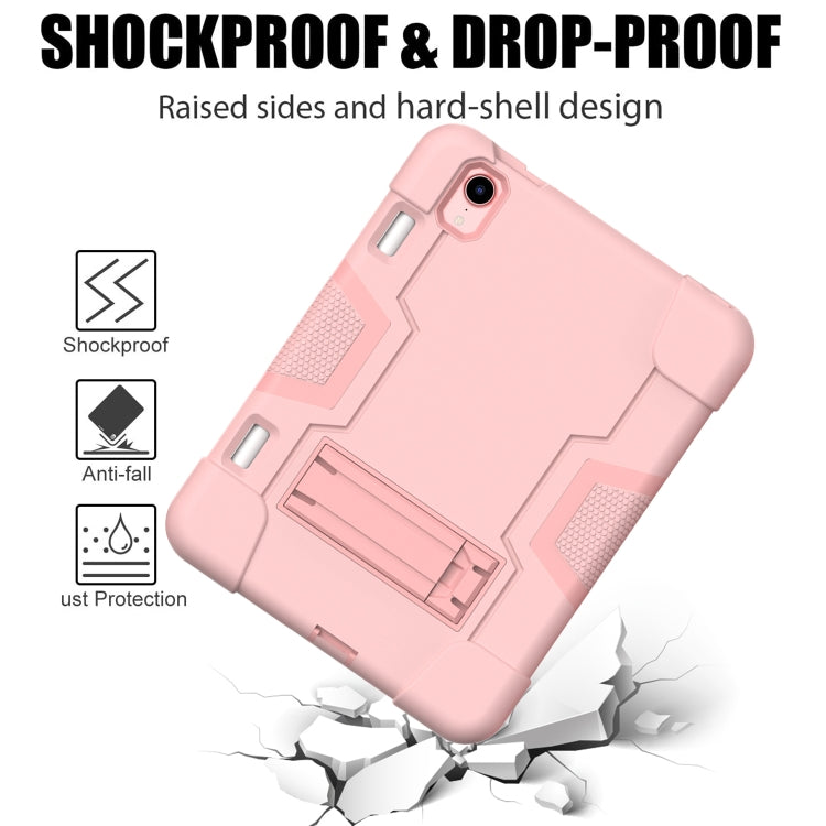 For iPad mini 2024 / mini 6 Contrast Color Robot Shockproof Silicone + PC Protective Tablet Case with Holder & Pen Slot(Rose Gold) - iPad mini 6 Cases by buy2fix | Online Shopping UK | buy2fix