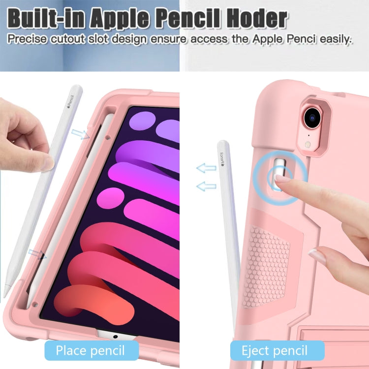 For iPad mini 2024 / mini 6 Contrast Color Robot Shockproof Silicone + PC Protective Tablet Case with Holder & Pen Slot(Rose Gold) - iPad mini 6 Cases by buy2fix | Online Shopping UK | buy2fix