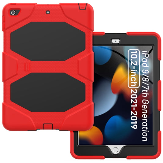 For iPad 10.2 2021 / 2020 / 2019 Shockproof Colorful Silicone + PC Protective Case with Holder & Pen Slot(Red) - iPad 10.2 Cases by buy2fix | Online Shopping UK | buy2fix