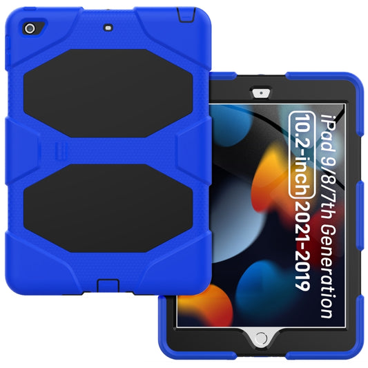 For iPad 10.2 2021 / 2020 / 2019 Shockproof Colorful Silicone + PC Protective Case with Holder & Pen Slot(Blue) - iPad 10.2 Cases by buy2fix | Online Shopping UK | buy2fix