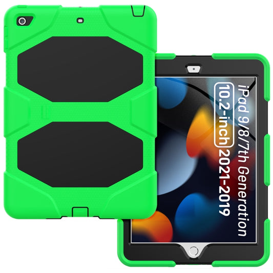 For iPad 10.2 2021 / 2020 / 2019 Shockproof Colorful Silicone + PC Protective Case with Holder & Pen Slot(Green) - iPad 10.2 Cases by buy2fix | Online Shopping UK | buy2fix
