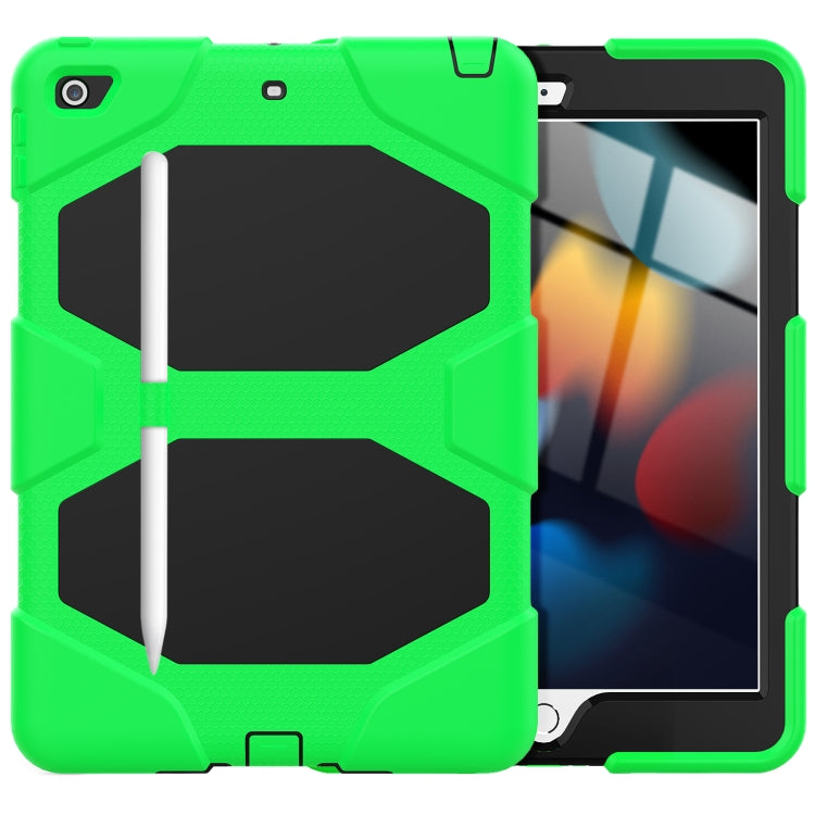 For iPad 10.2 2021 / 2020 / 2019 Shockproof Colorful Silicone + PC Protective Case with Holder & Pen Slot(Green) - iPad 10.2 Cases by buy2fix | Online Shopping UK | buy2fix