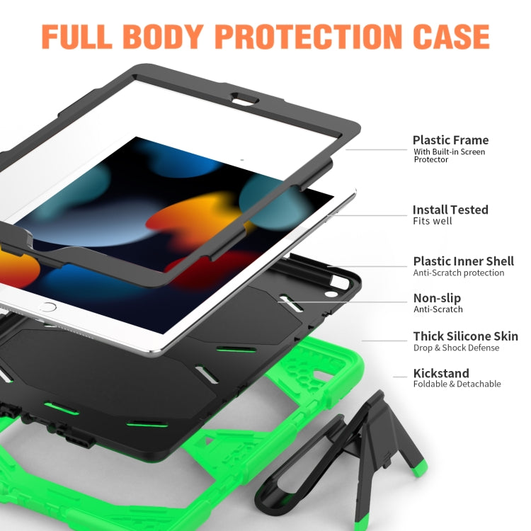 For iPad 10.2 2021 / 2020 / 2019 Shockproof Colorful Silicone + PC Protective Case with Holder & Pen Slot(Green) - iPad 10.2 Cases by buy2fix | Online Shopping UK | buy2fix