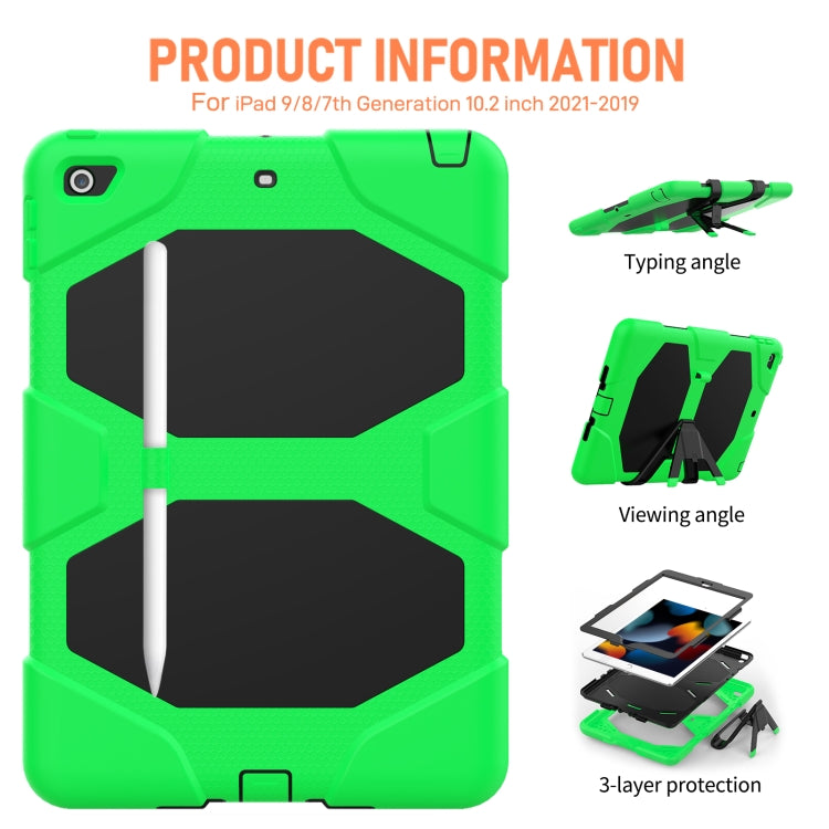 For iPad 10.2 2021 / 2020 / 2019 Shockproof Colorful Silicone + PC Protective Case with Holder & Pen Slot(Green) - iPad 10.2 Cases by buy2fix | Online Shopping UK | buy2fix