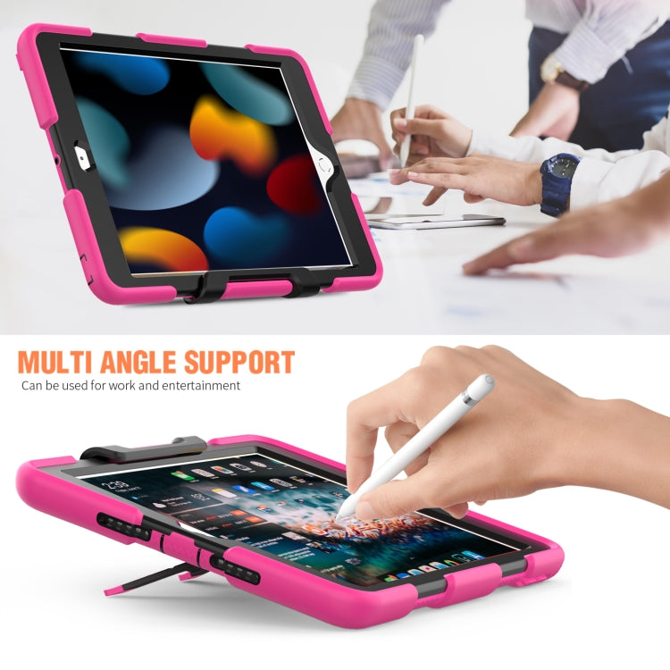 For iPad 10.2 2021 / 2020 / 2019 Shockproof Colorful Silicone + PC Protective Case with Holder & Pen Slot(Rose Red) - iPad 10.2 Cases by buy2fix | Online Shopping UK | buy2fix