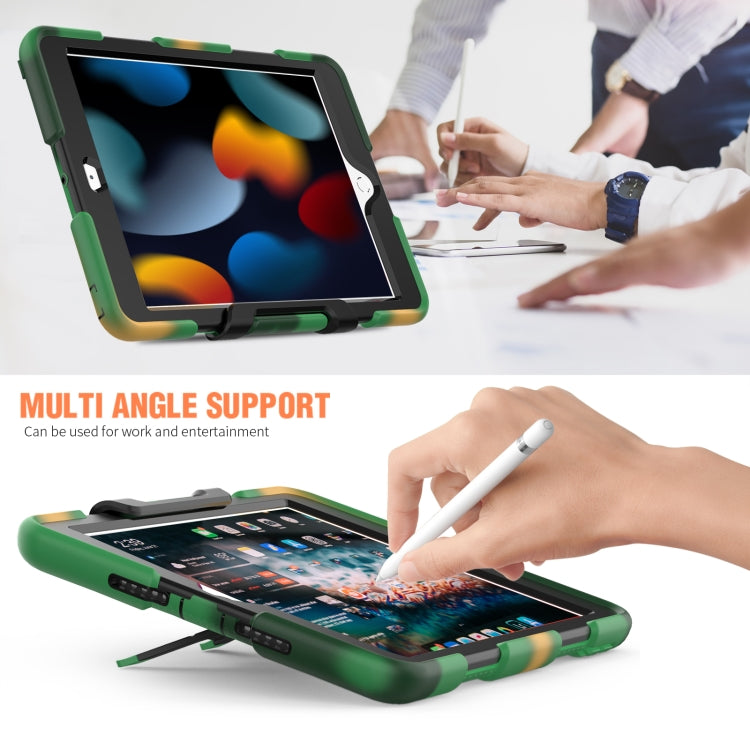 For iPad 10.2 2021 / 2020 / 2019 Shockproof Colorful Silicone + PC Protective Case with Holder & Pen Slot(Camouflage Army Green) - iPad 10.2 Cases by buy2fix | Online Shopping UK | buy2fix
