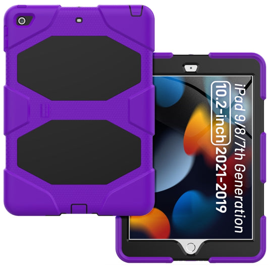 For iPad 10.2 2021 / 2020 / 2019 Shockproof Colorful Silicone + PC Protective Case with Holder & Pen Slot(Purple) - iPad 10.2 Cases by buy2fix | Online Shopping UK | buy2fix
