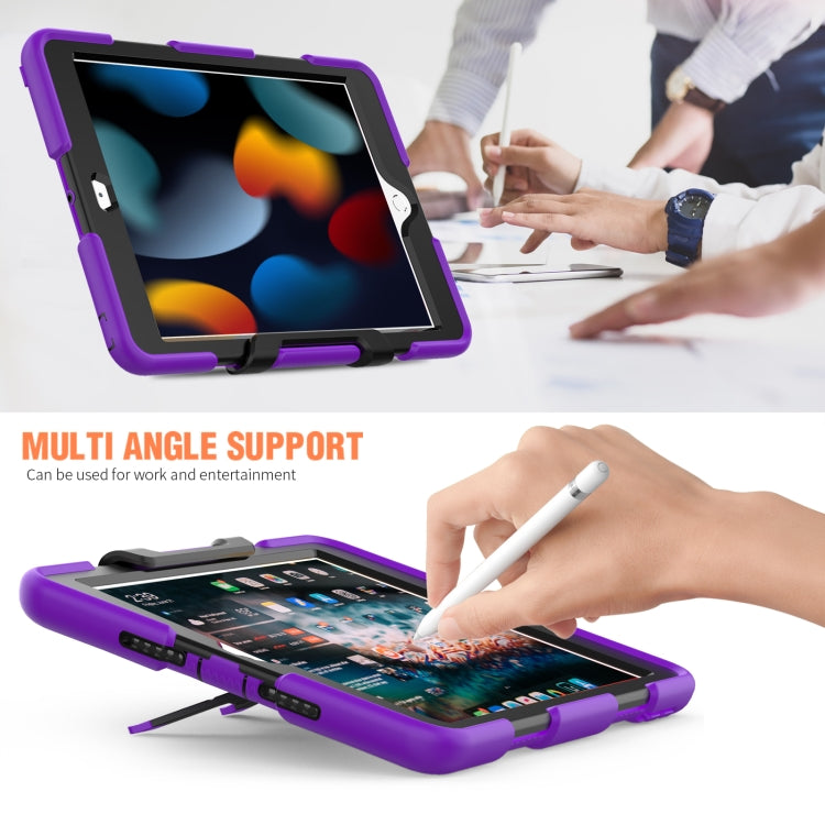 For iPad 10.2 2021 / 2020 / 2019 Shockproof Colorful Silicone + PC Protective Case with Holder & Pen Slot(Purple) - iPad 10.2 Cases by buy2fix | Online Shopping UK | buy2fix