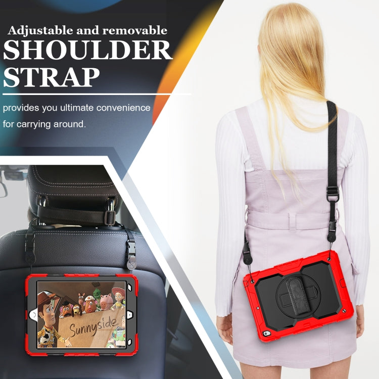 For iPad 10.2 2021 / 2020 / 2019 Shockproof Silicone + PC Protective Case with Holder & Shoulder Strap & Pen Slot(Red) - iPad 10.2 Cases by buy2fix | Online Shopping UK | buy2fix