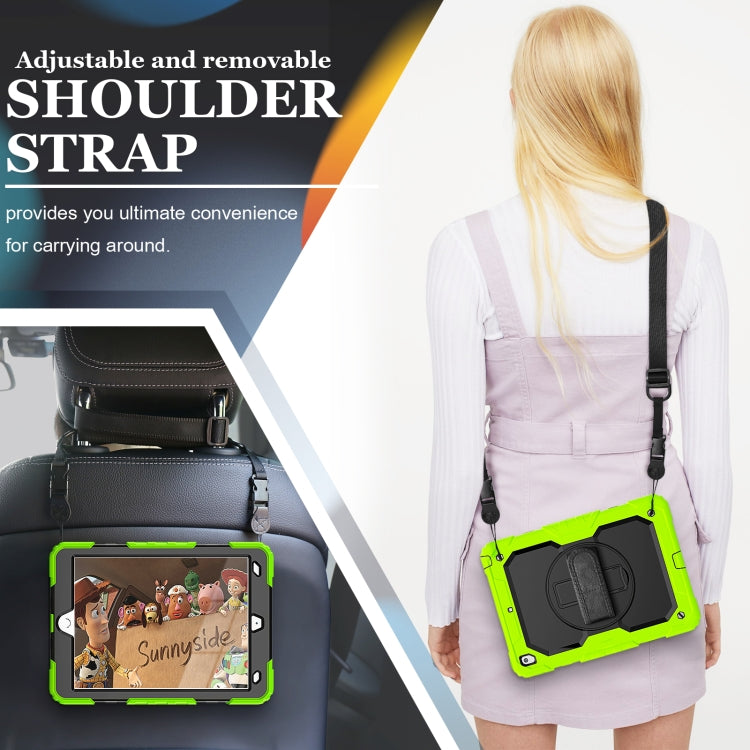 For iPad 10.2 2021 / 2020 / 2019 Shockproof Silicone + PC Protective Case with Holder & Shoulder Strap & Pen Slot(Yellow Green) - iPad 10.2 Cases by buy2fix | Online Shopping UK | buy2fix